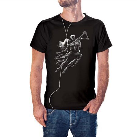 Camiseta Esqueletos Bailando Tango color negro