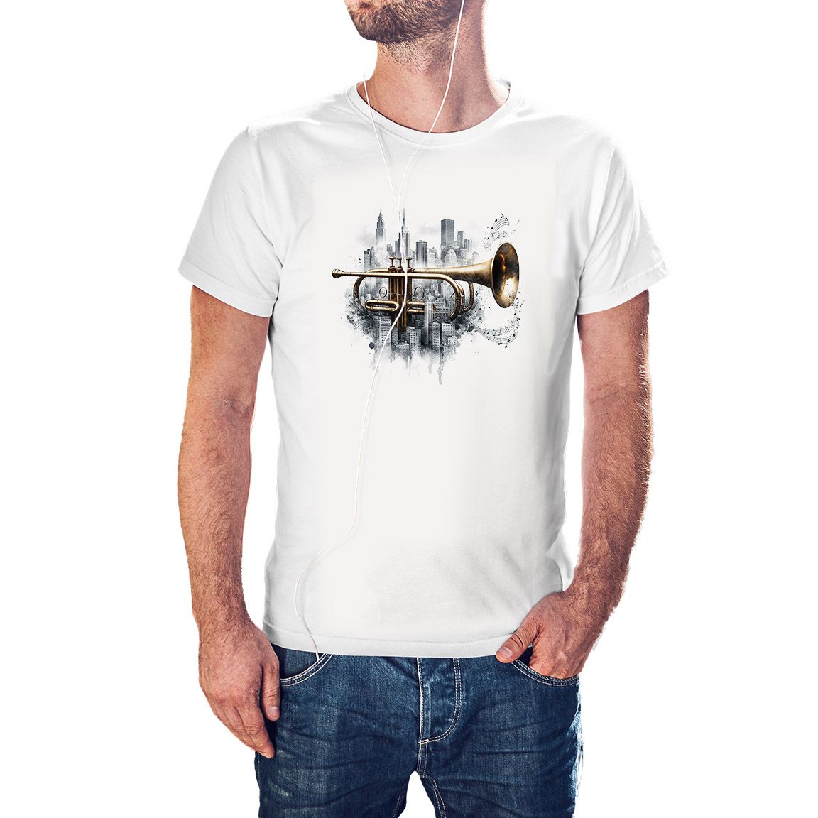 Camiseta Trompeta Ciudad color blanco