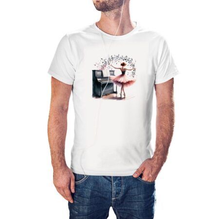 Camiseta Bailarina y Piano color blanco
