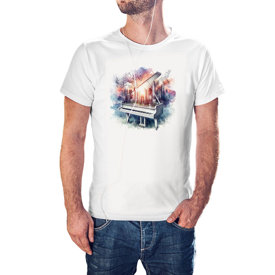 Camiseta Piano Ciudad color blanco