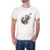 Camiseta Violín Ciudad Acuarela color blanco