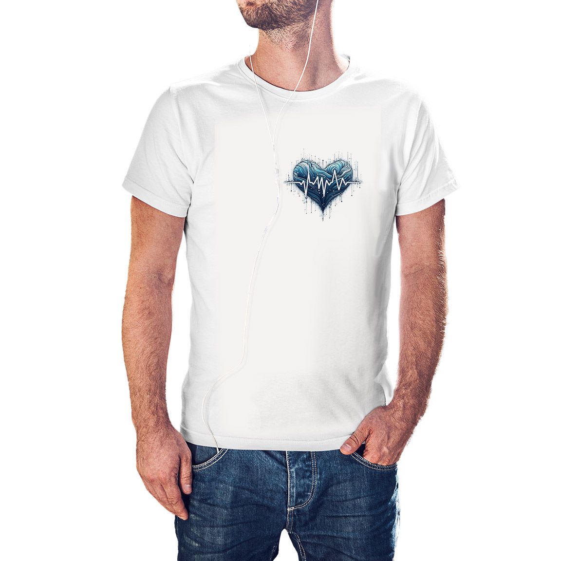 Camiseta Corazón con Pulso color blanco Camiseta Corazón con Pulso color blanco
