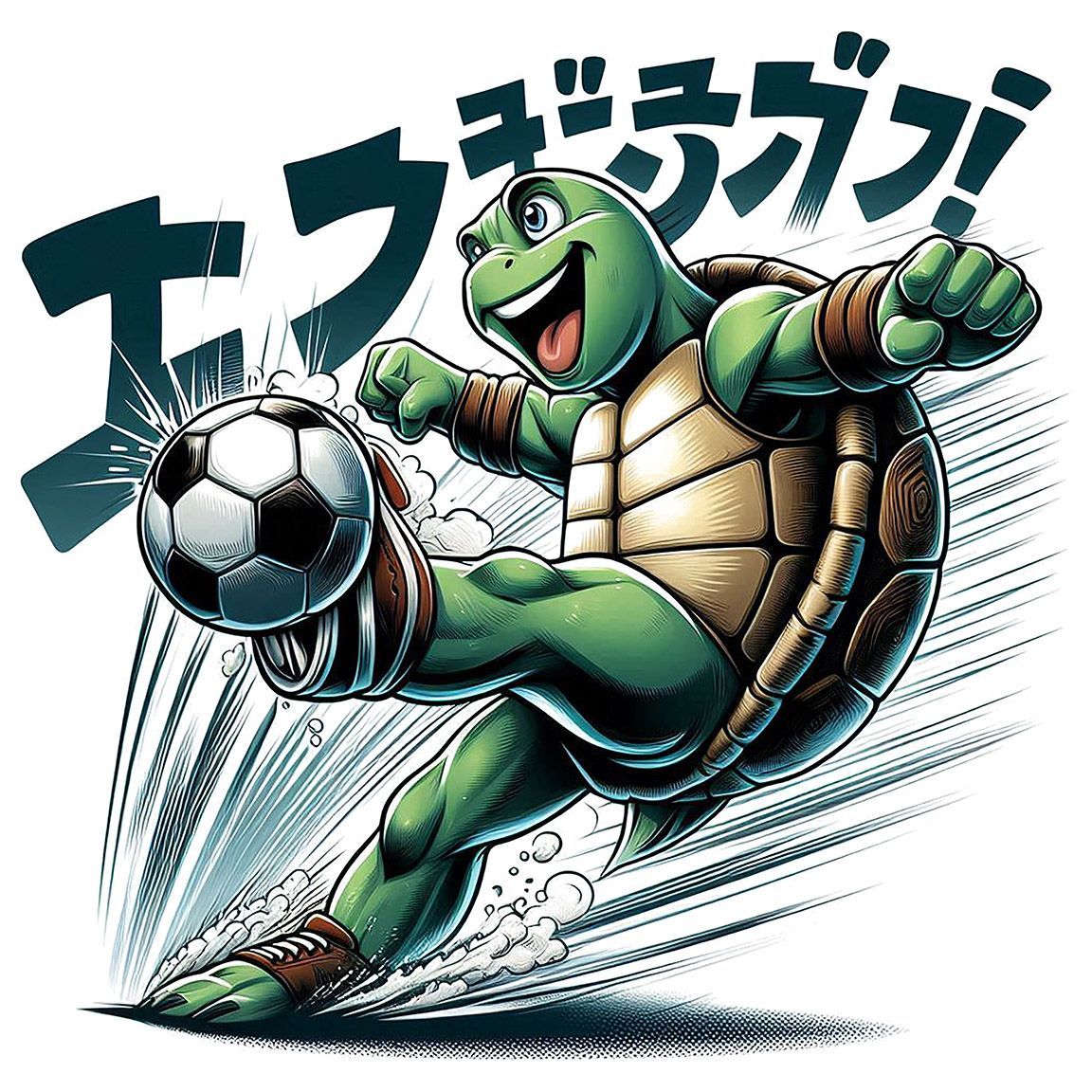 Diseño Tortuga Jugando al Futbol