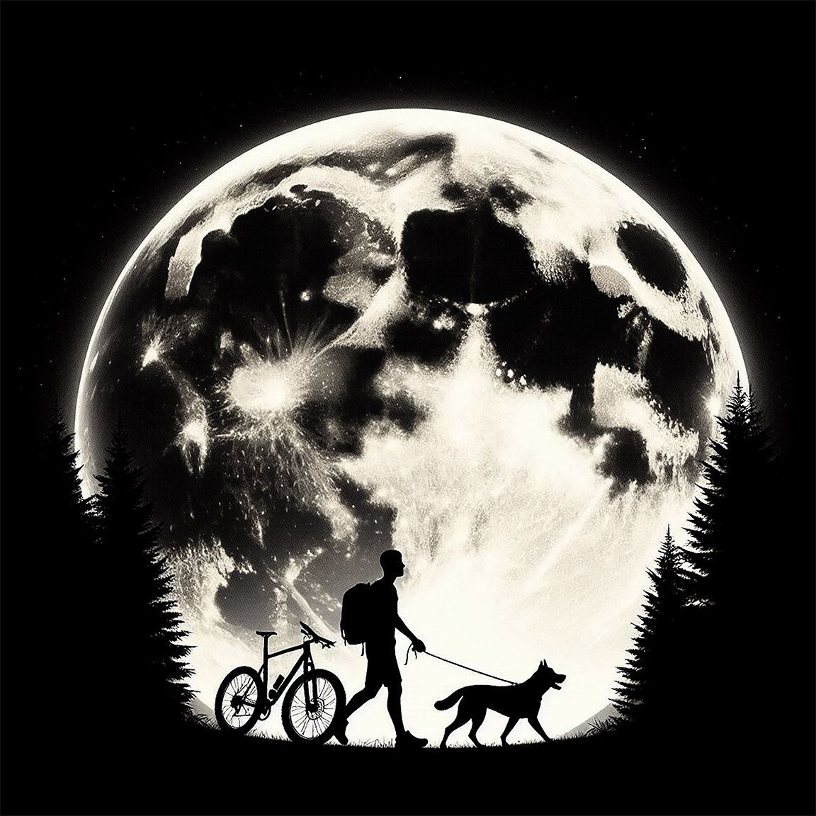 Diseño Paseando Bajo la Luna en Bicicleta