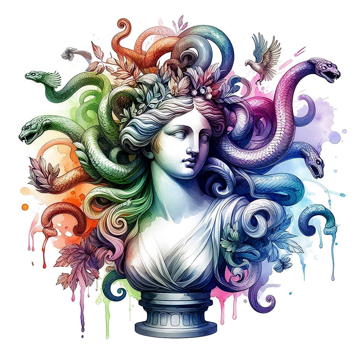 Diseño Gorgona Griega Medusa Acuarela Diseño Gorgona Griega Medusa Acuarela