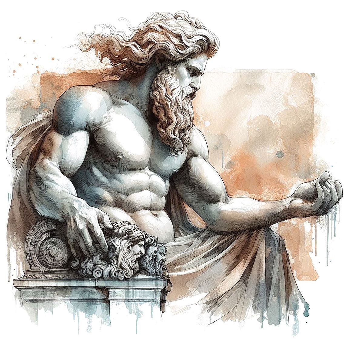 Diseño Dios Griego Zeus Acuarela