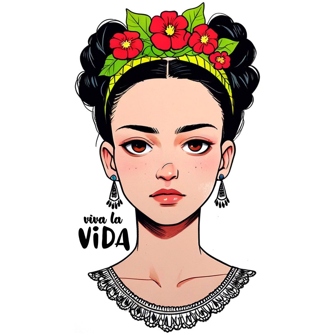 Diseño Frida Kahlo Joven Viva la Vida