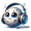 Diseño Luna Escuchando Música
