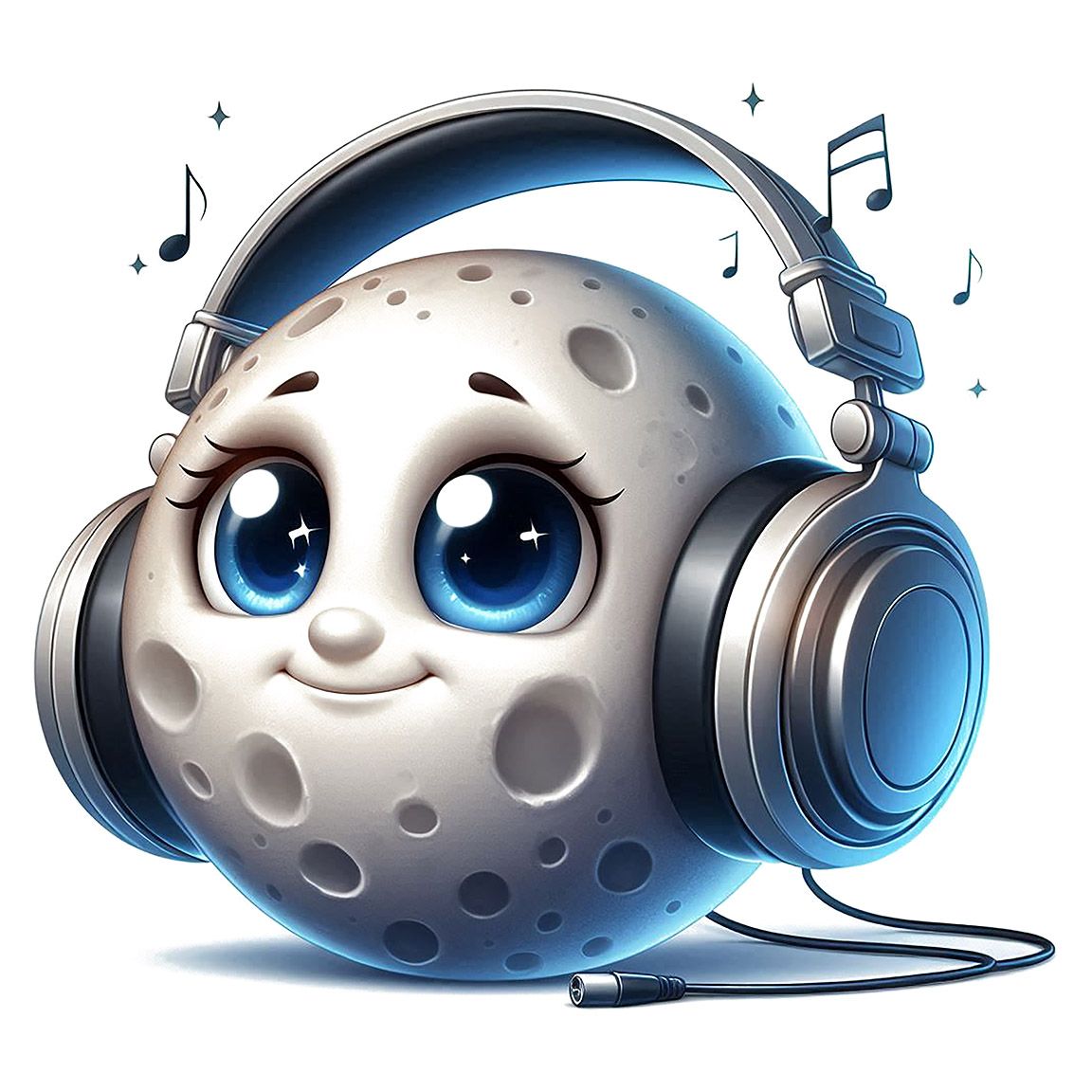 Diseño Luna Escuchando Música