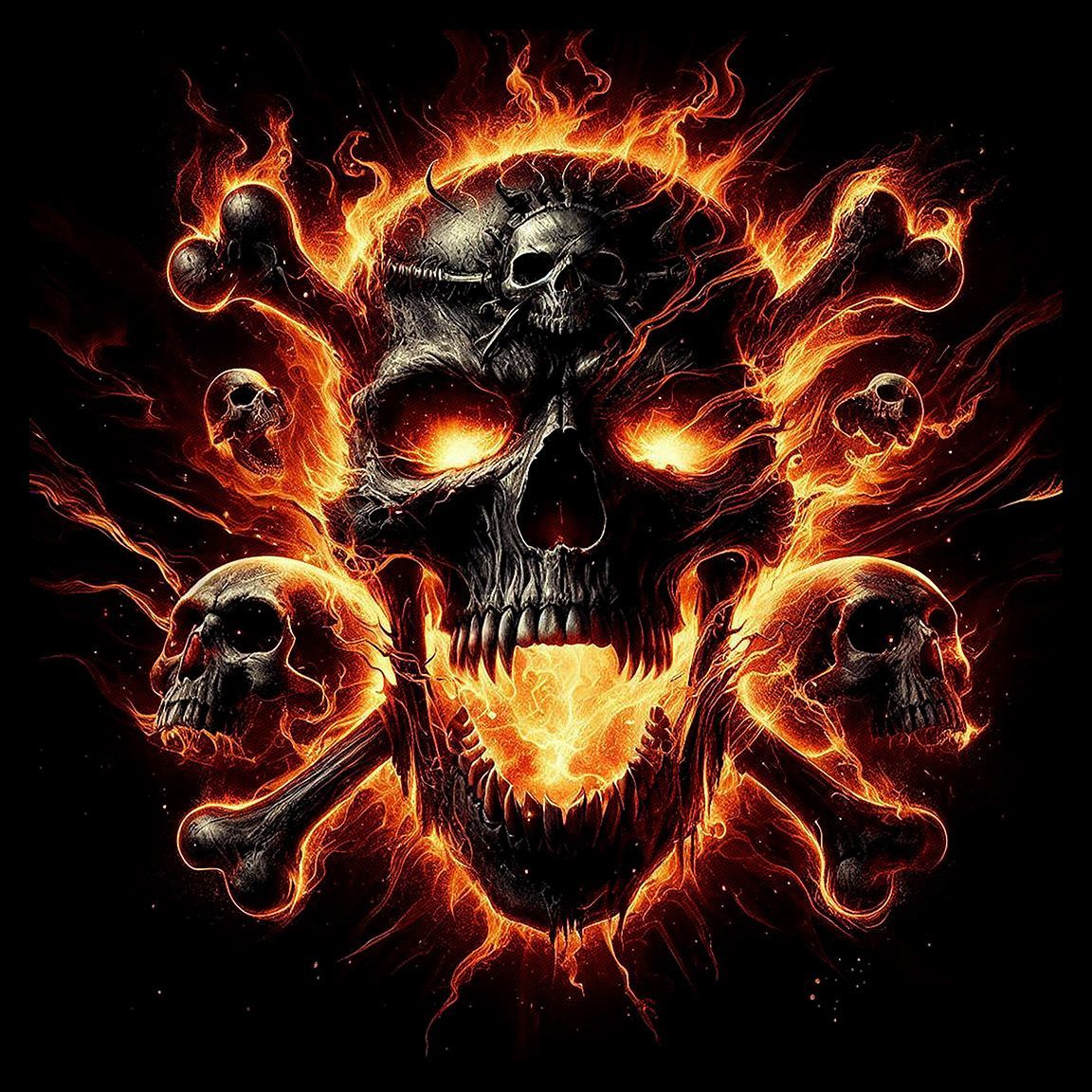Diseño Skull Crossbones in Fire Diseño Skull Crossbones in Fire