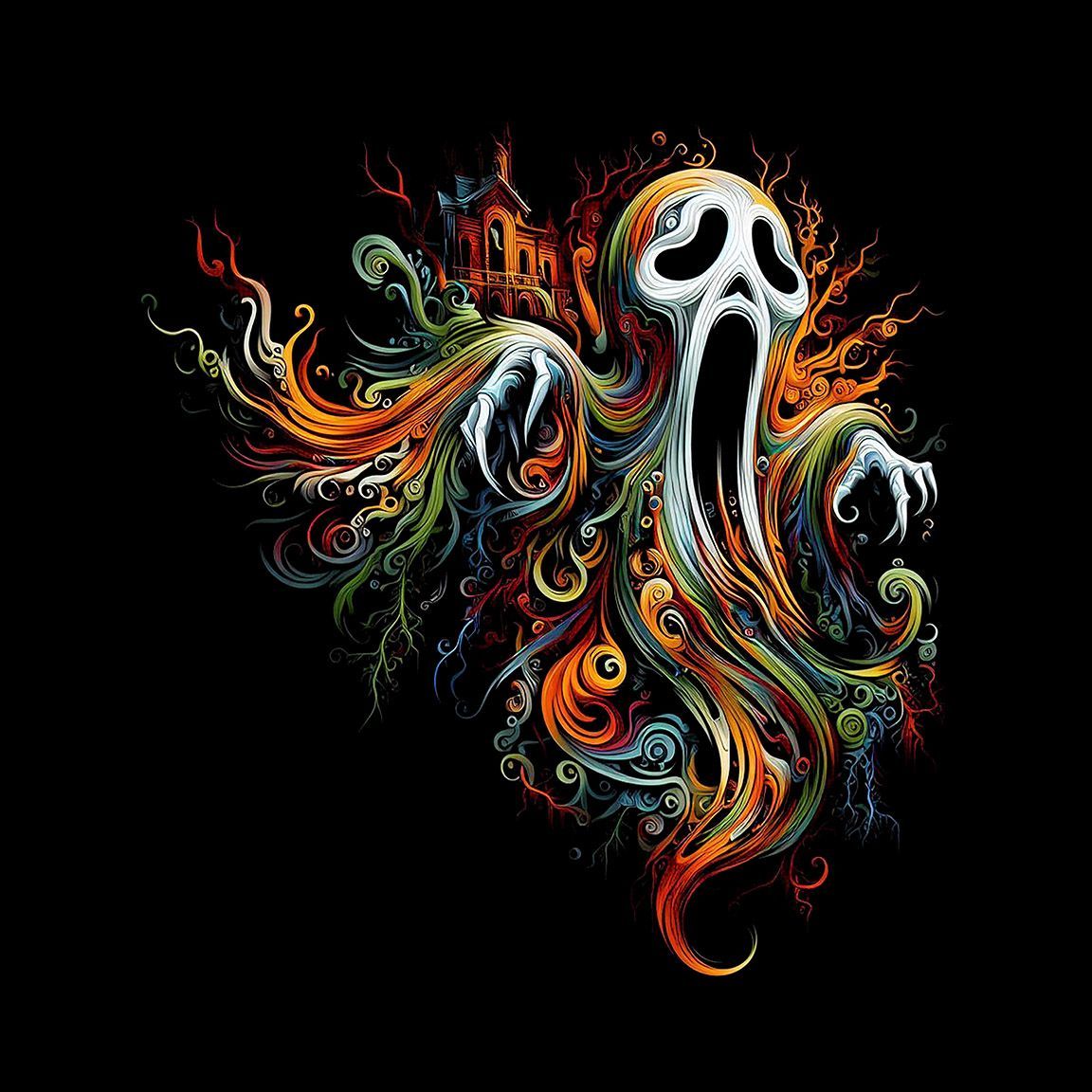 Diseño Fantasma Terrorífico Neón