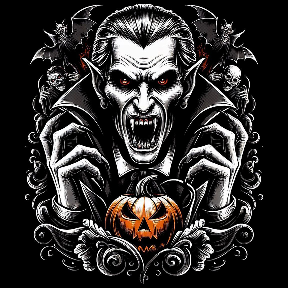 Diseño Vampiro Murciélagos y Calabaza