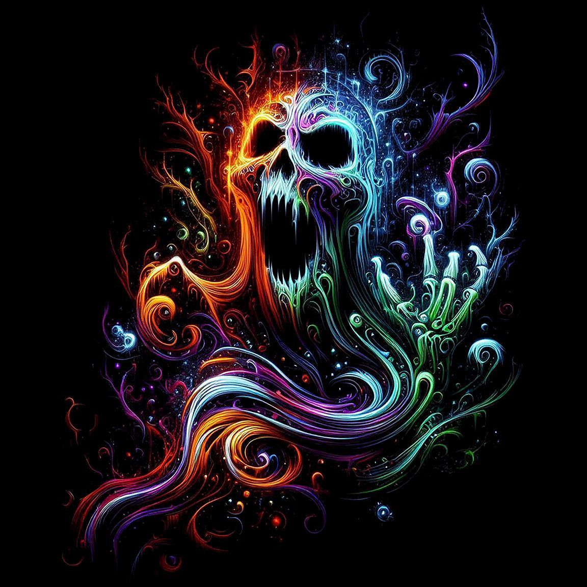 Diseño Fantasma Horripilante Neón