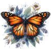 Diseño Mariposa Monarca Acuarela