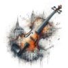 Diseño Violín Ciudad Acuarela