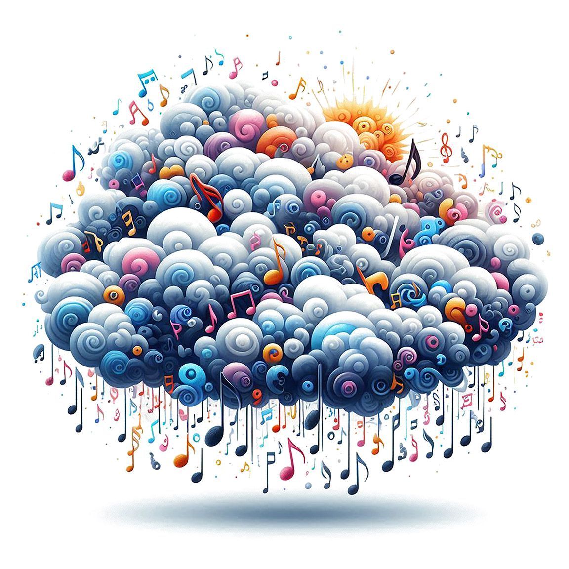 Diseño Nube Musical Colorida