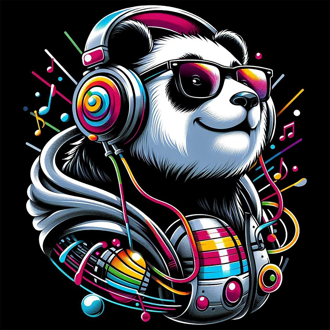 Diseño Panda Escuchando Música Diseño Panda Escuchando Música