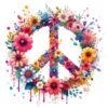 Diseño Símbolo Hippie de la Paz Floral Diseño Símbolo Hippie de la Paz Floral