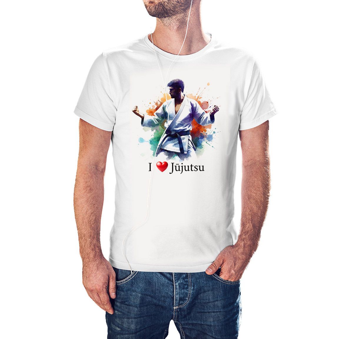 Camiseta I Love Jūjutsu color blanco