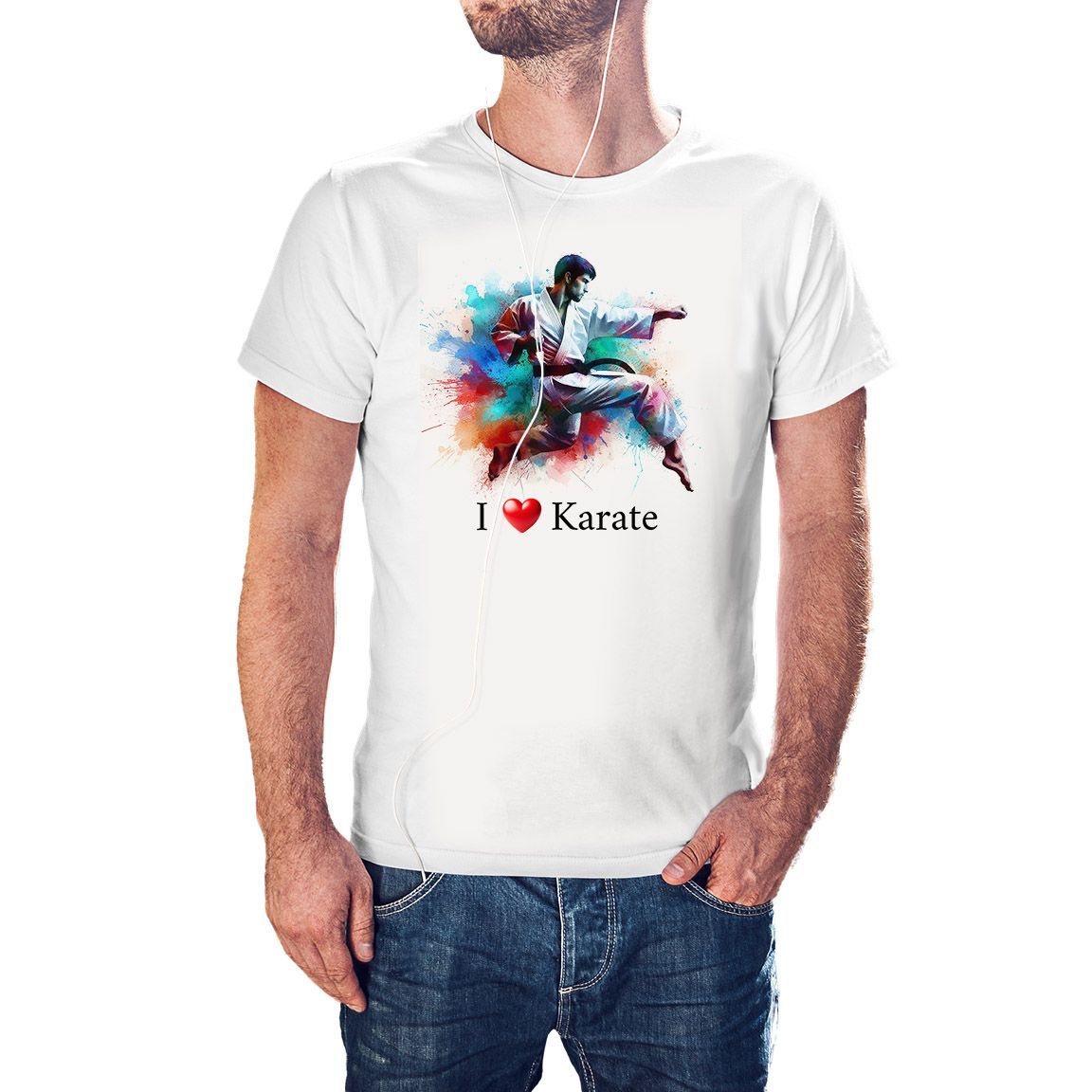 Camiseta I Love Karate color blanco