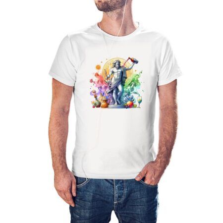 Camiseta Dios Griego Dionisio Acuarela color blanco