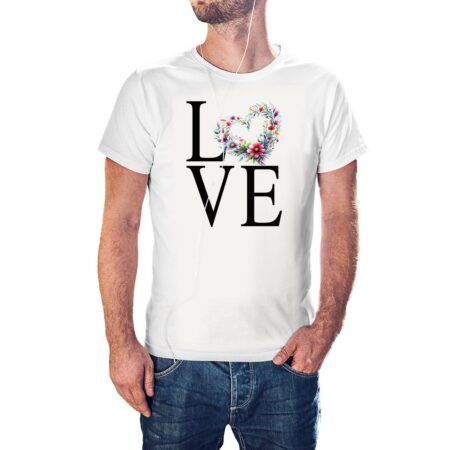 Camiseta Love Corazón Floral color blanco