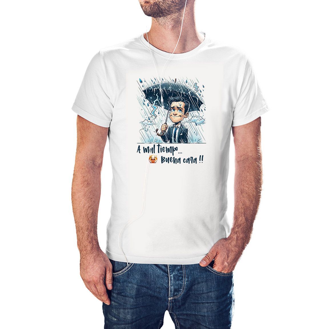 Camiseta A Mal Tiempo Buena Cara color blanco