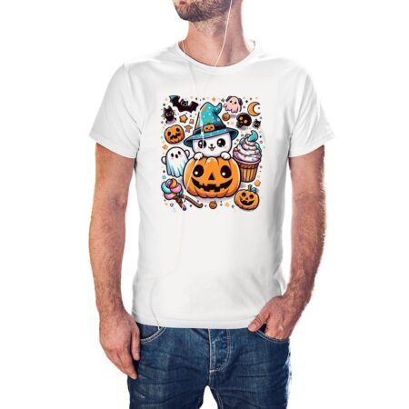 Camiseta Lindo Gatito sobre Calabacita color blanco