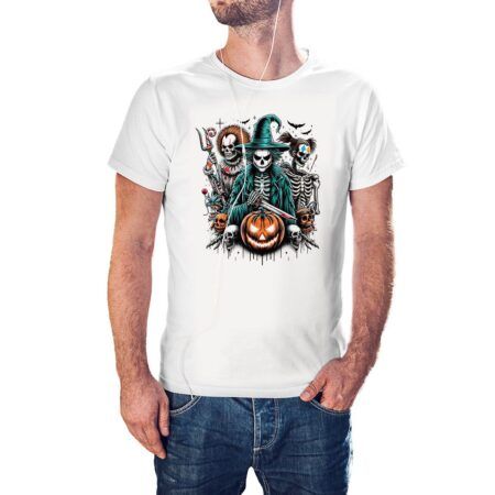 Camiseta Bruja, Payaso y Arlequín Terroríficos color blanco