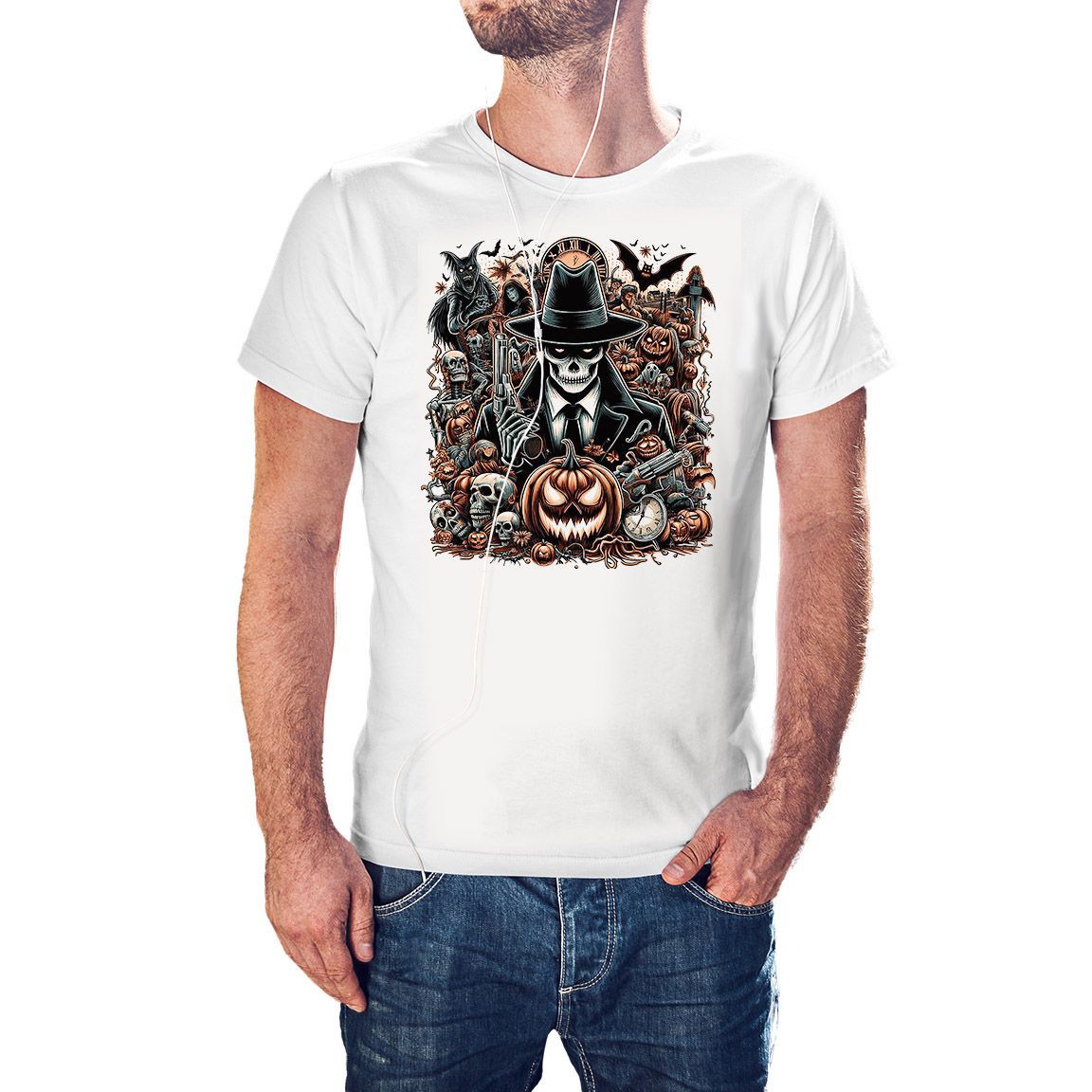 Camiseta Calavera Mafiosa color blanco Camiseta Calavera Mafiosa color blanco