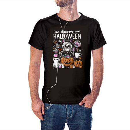 Camiseta Abuelita Simpática de Halloween color negro