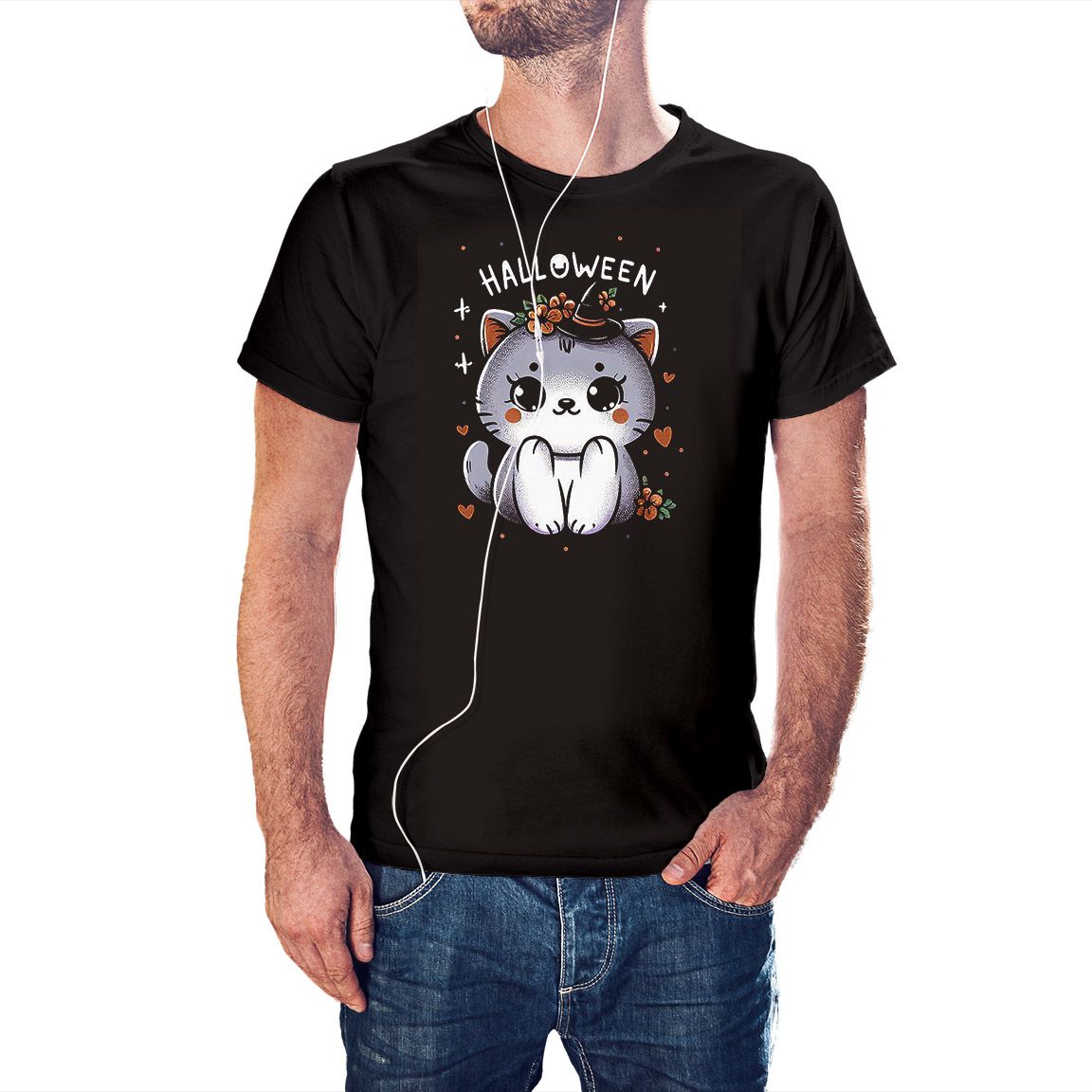 Camiseta Gatita Brujita Halloween color negro