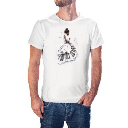 Camiseta Chica con Falda Piano color blanco