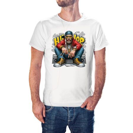 Camiseta Caricatura Chico Hip Hop color blanco