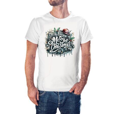 Camiseta Merry Christmas Hip Hop color blanco