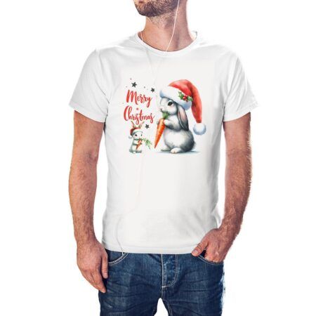 Camiseta Conejo Merry Christmas color blanco