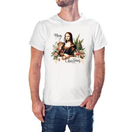 Camiseta Mona Lisa Merry Christmas color blanco