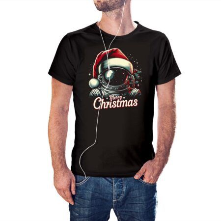 Camiseta Astronauta Merry Christmas color negro