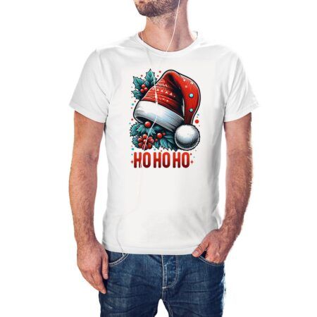 Camiseta Gorro Santa Ho Ho Ho color blanco