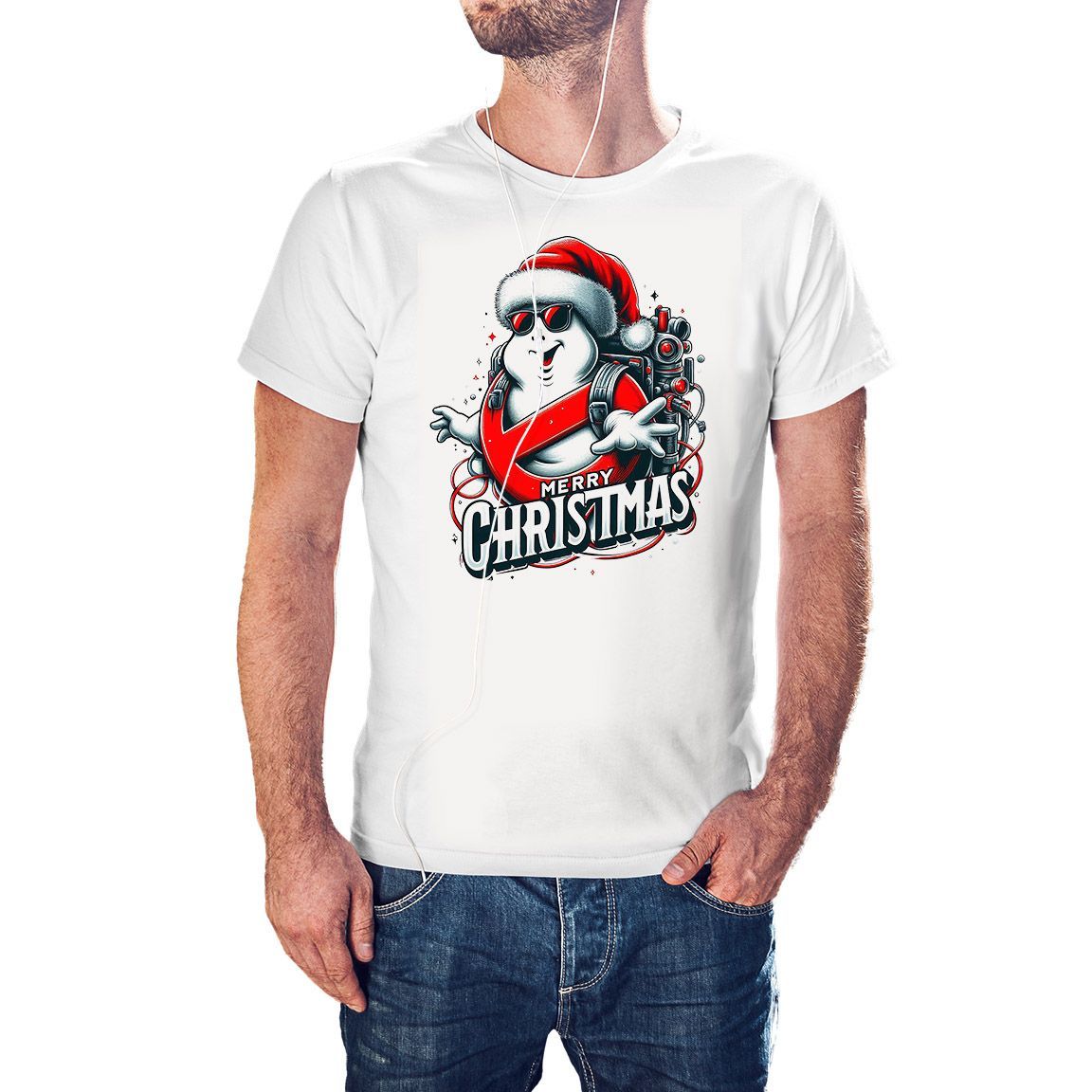 Camiseta Merry Christmas Ghostbusters color blanco Camiseta Merry Christmas Ghostbusters color blanco