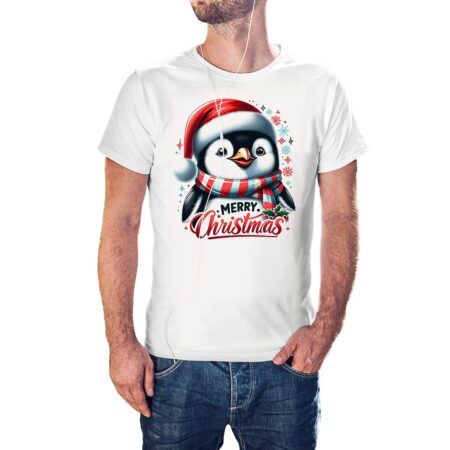 Camiseta Pingüino Merry Christmas color blanco