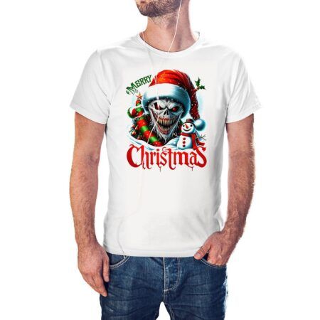 Camiseta Scary Snowman Merry Christma color blancos