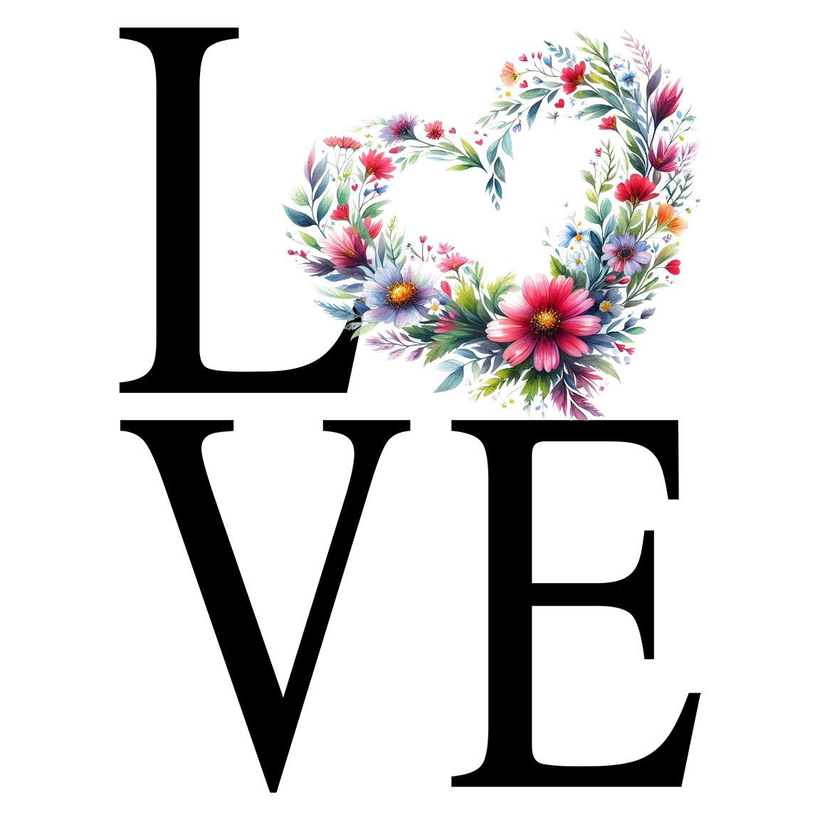 Diseño Love Corazón Floral