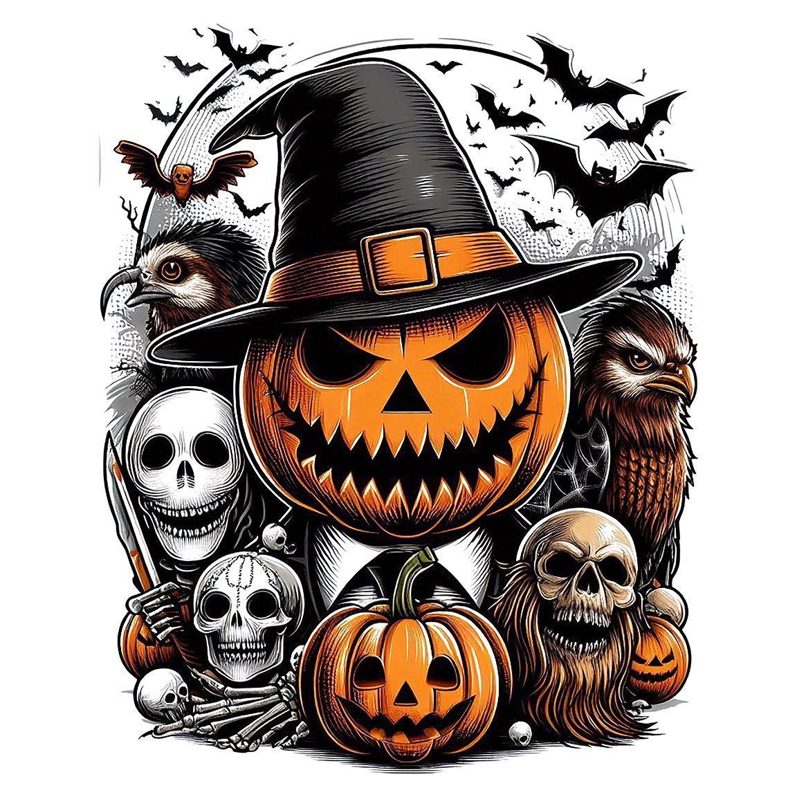 Diseño Calabaza con Gorro de Brujo