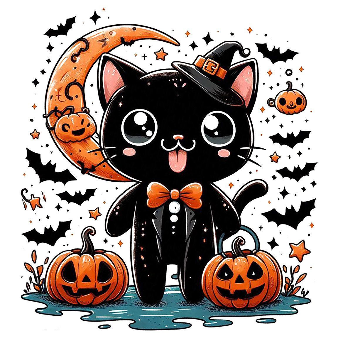 Diseño Gatito Negro Halloween