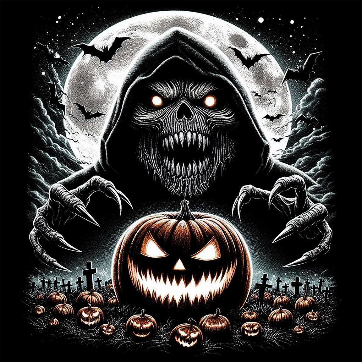 Diseño Espectro con Calabazas en Cementerio