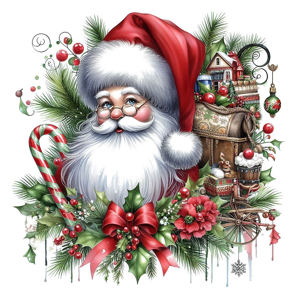 Diseño Santa Claus Floral
