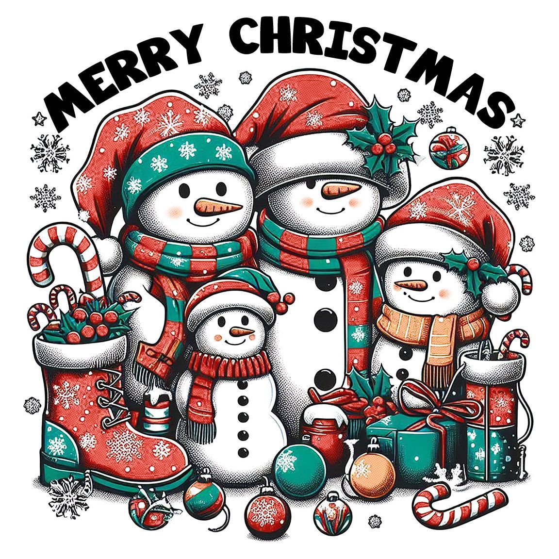 Diseño Familia Muñecos de Nieve Merry Christmas Diseño Familia Muñecos de Nieve Merry Christmas