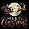 Diseño Santa Volando Luna Merry Christmas