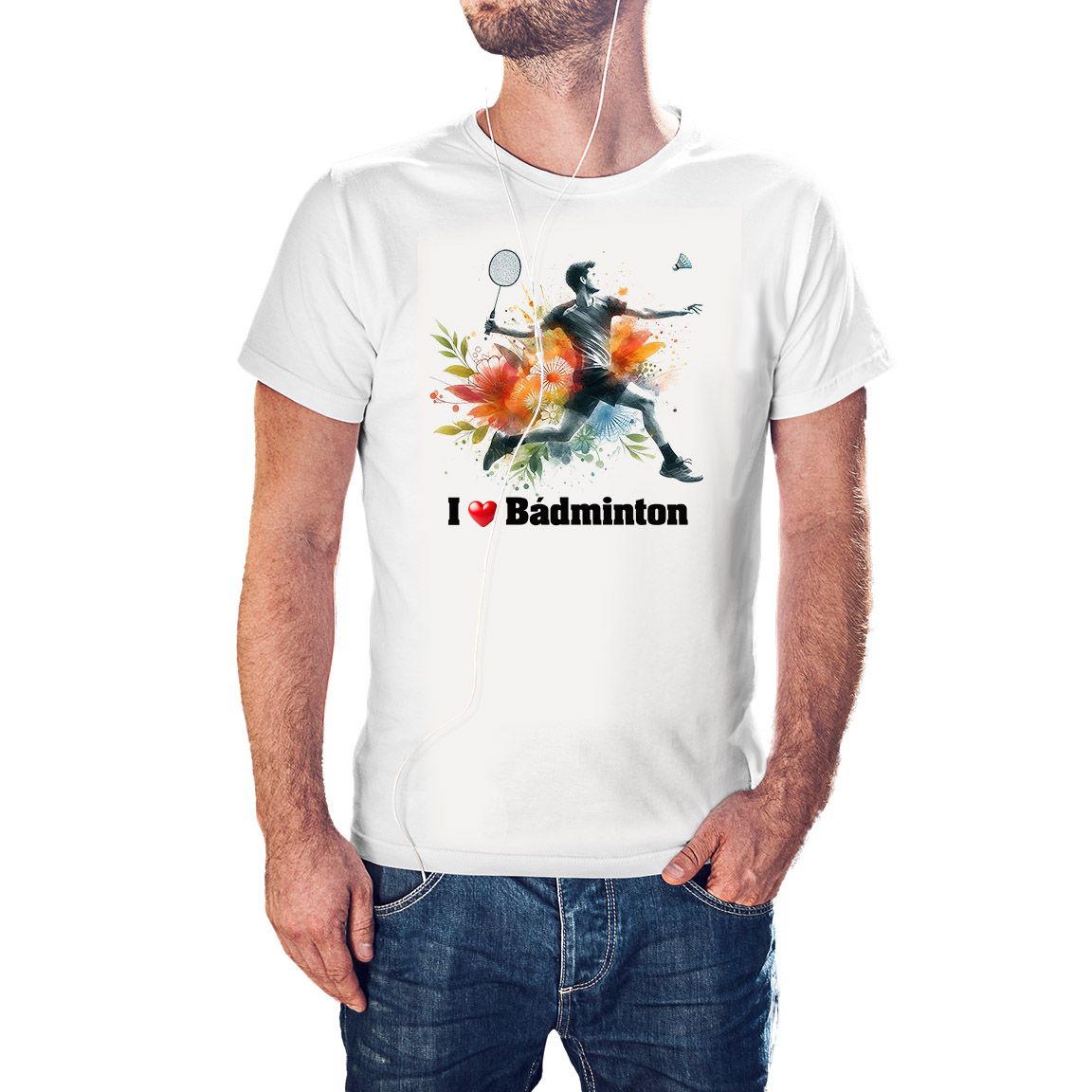 Camiseta I Love Bádminton color blanco